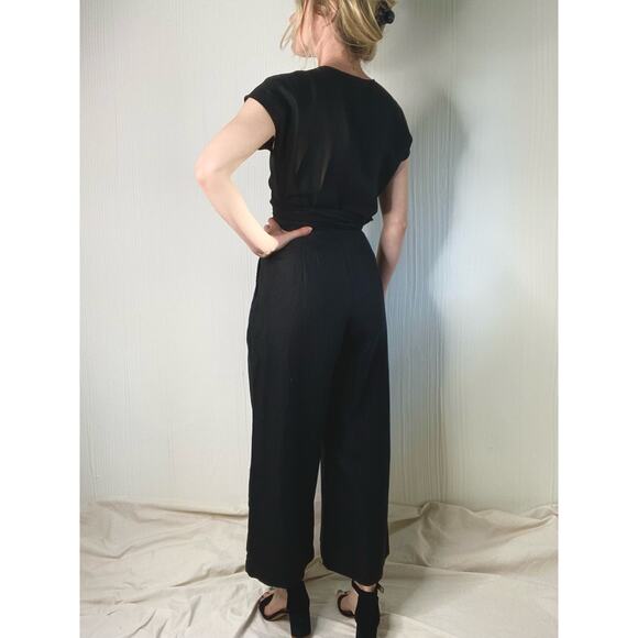 WILFRED Brax Linen Blend Black Wrap Cutout Jumpsuit US 4 - Picture 7 of 12